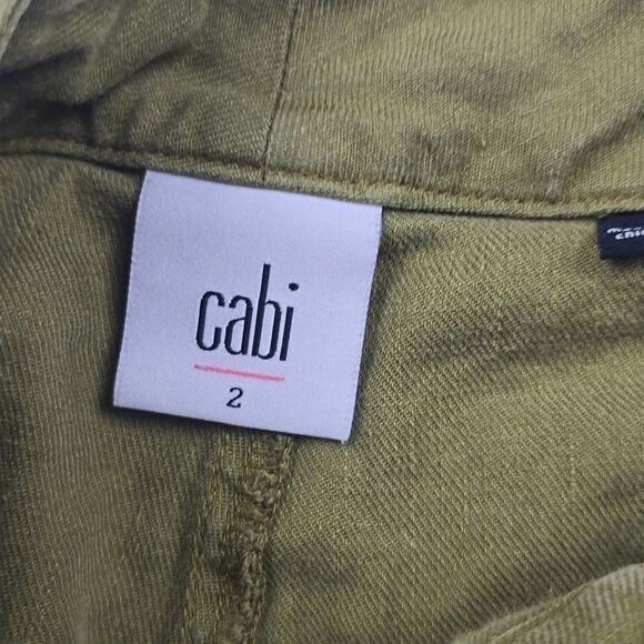 Cabi -193 Charlie Trouser Pants Flare Linen Olive Green Women's Size 2 - Picture 5 of 11